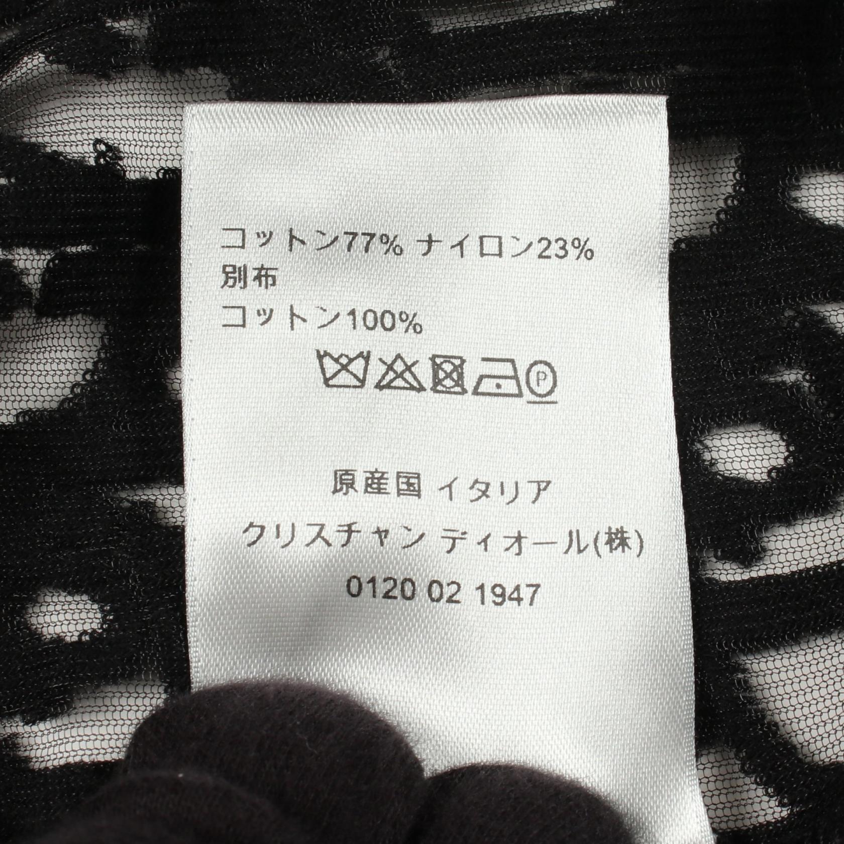 オブリーク シースルーガーゼ タートルネック ニット コットン ナイロン ブラック ディオール トップス DIOR