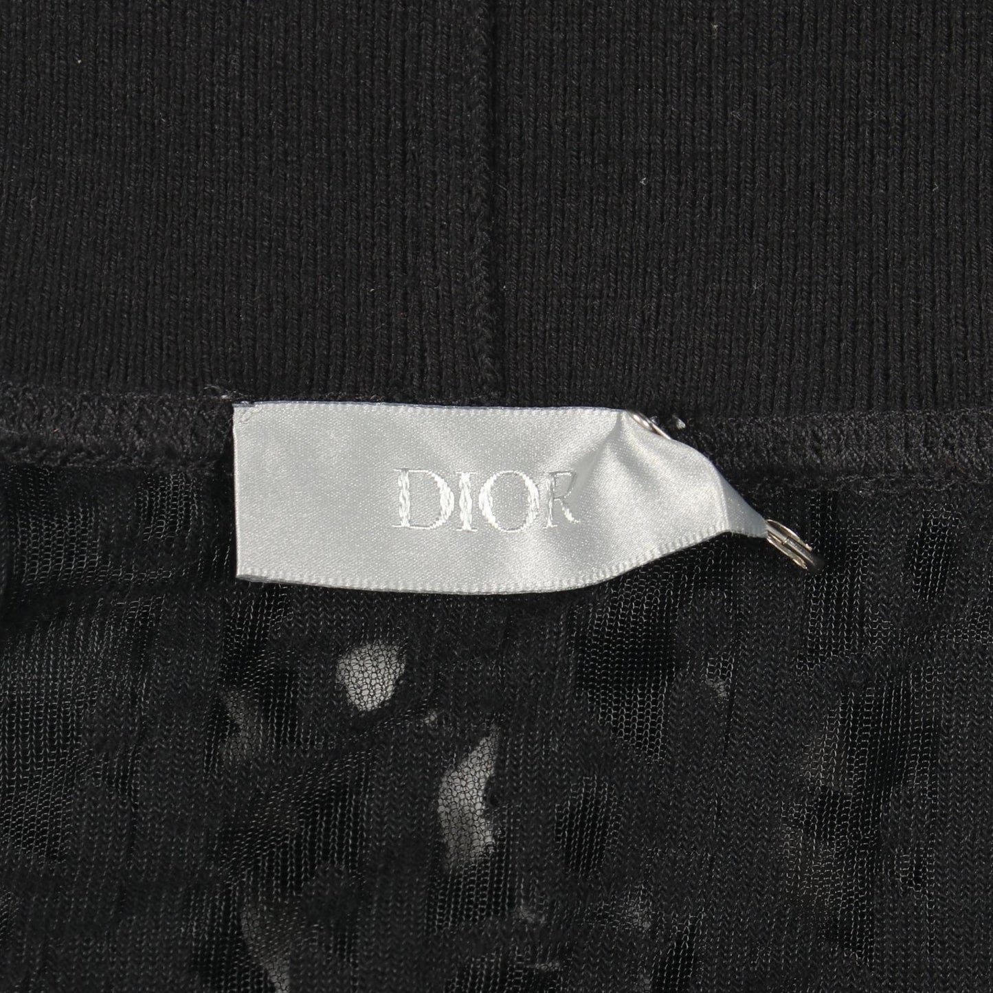 オブリーク シースルーガーゼ タートルネック ニット コットン ナイロン ブラック ディオール トップス DIOR