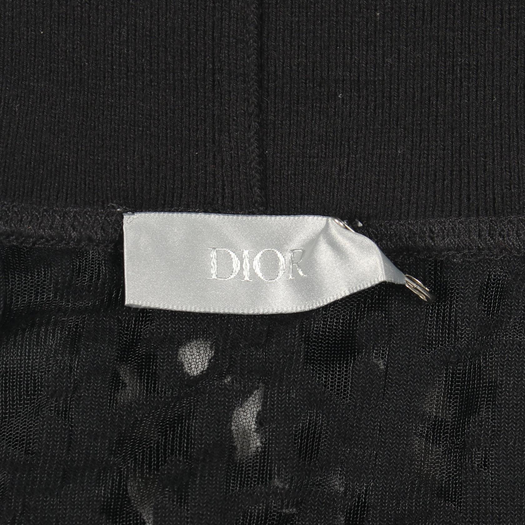 オブリーク シースルーガーゼ タートルネック ニット コットン ナイロン ブラック ディオール トップス DIOR