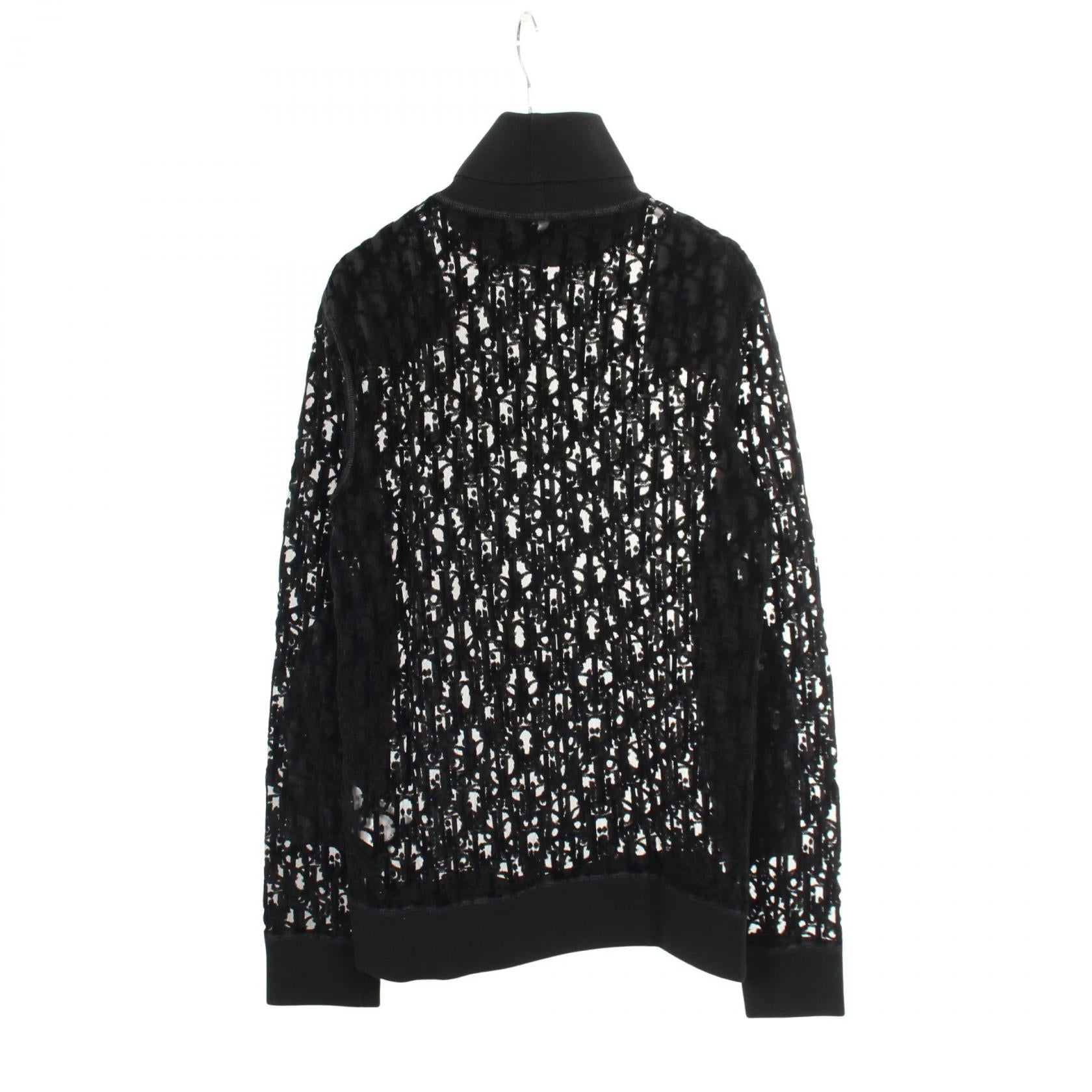 オブリーク シースルーガーゼ タートルネック ニット コットン ナイロン ブラック ディオール トップス DIOR