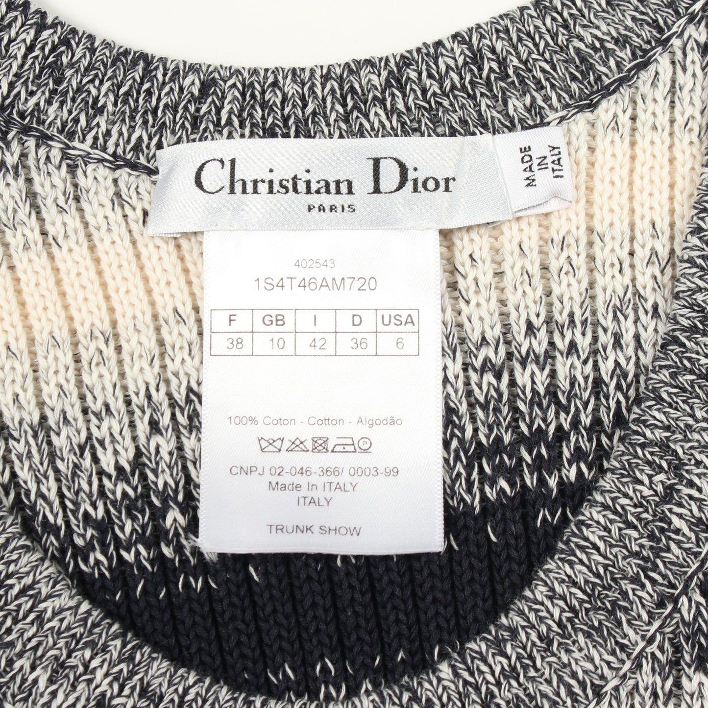 ボーダー ニット タンクトップ コットン ダークネイビー アイボリー クリスチャンディオール トップス Christian Dior