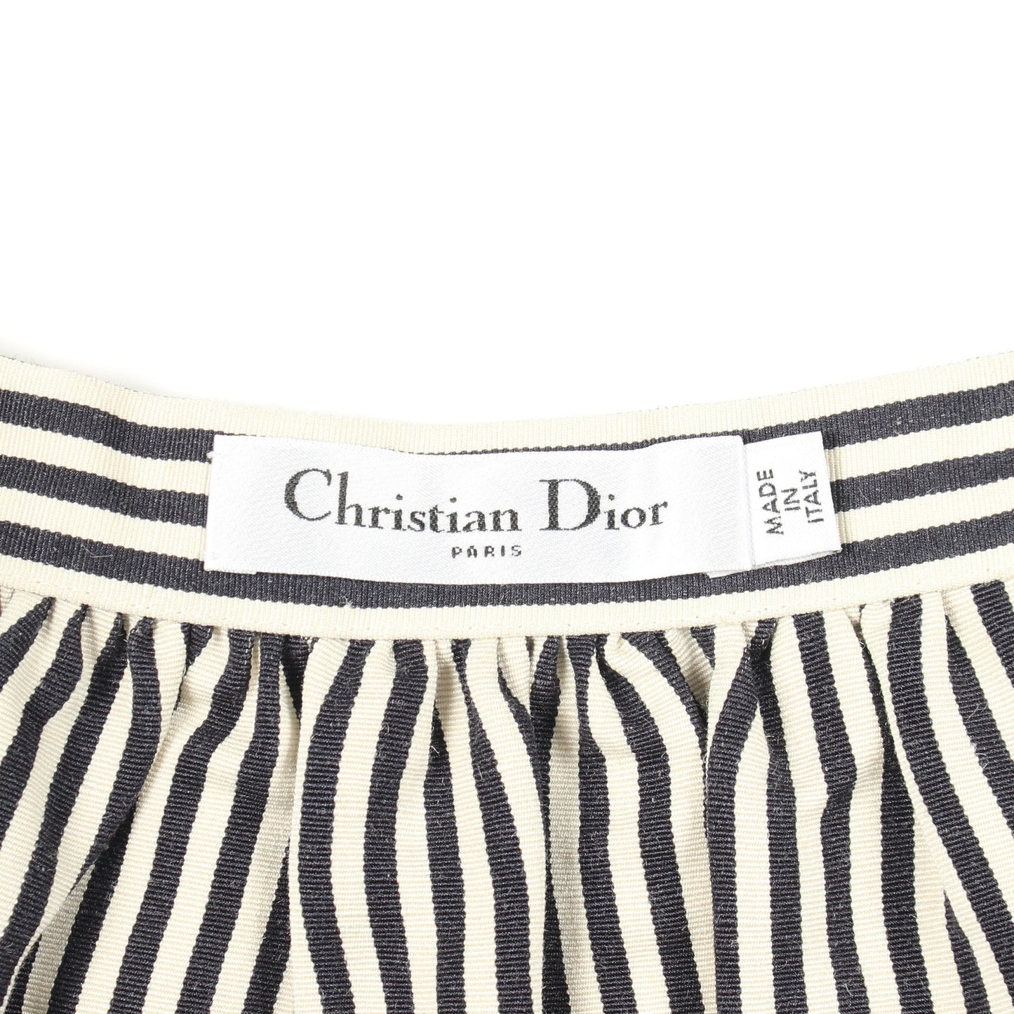 2021クルーズ ストライプ スカート リネン シルク アイボリー ダークネイビー クリスチャンディオール ボトムス Christian Dior