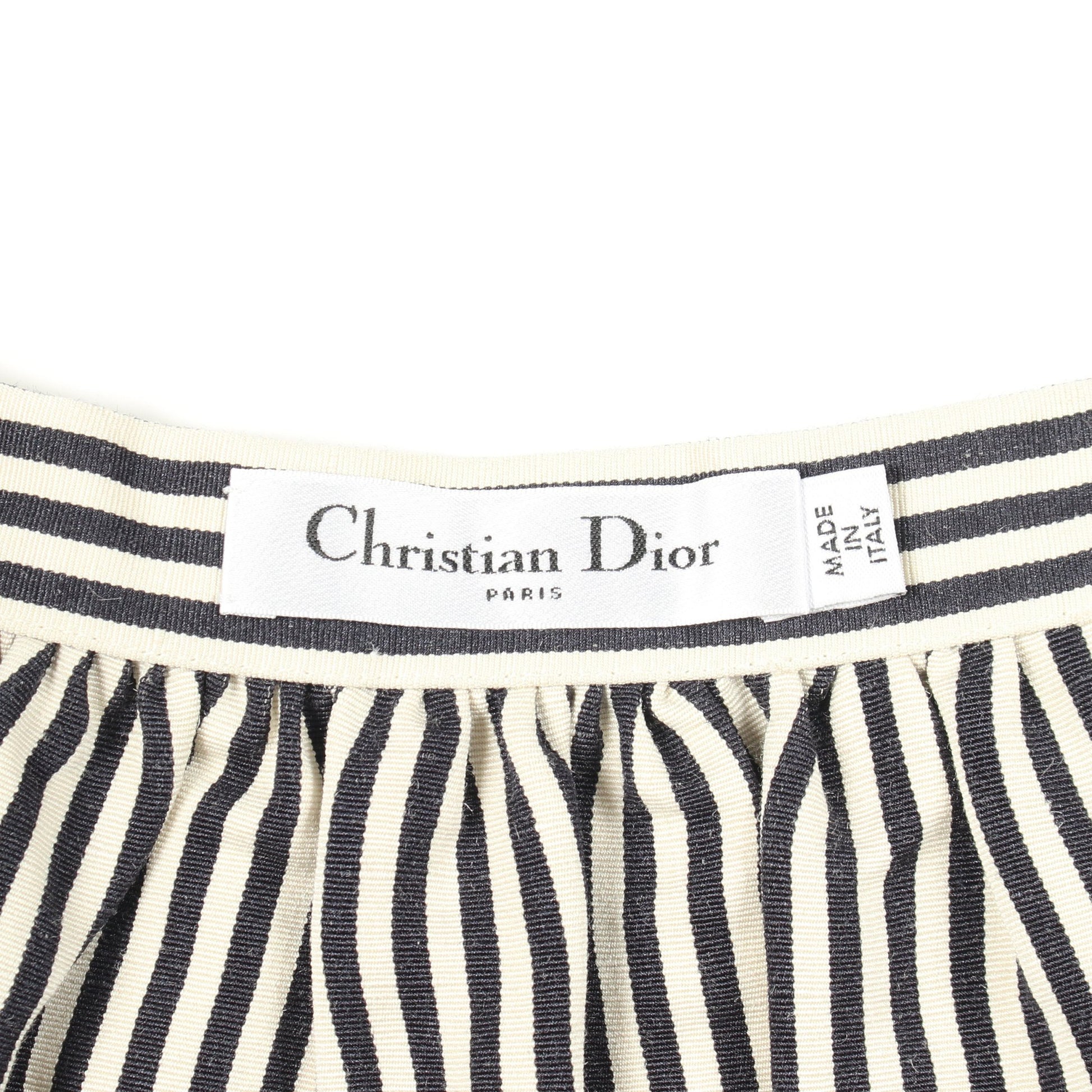 2021クルーズ ストライプ スカート リネン シルク アイボリー ダークネイビー クリスチャンディオール ボトムス Christian Dior
