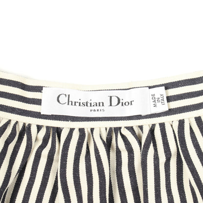 2021クルーズ ストライプ スカート リネン シルク アイボリー ダークネイビー クリスチャンディオール ボトムス Christian Dior