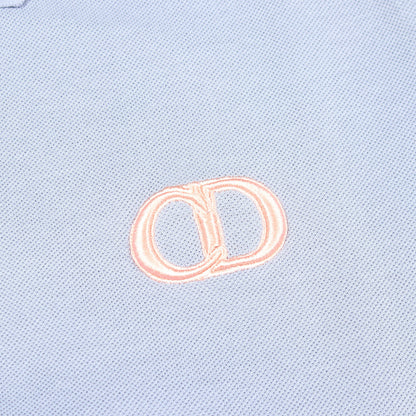 CDロゴ刺繍 ポロシャツ コットン ブルーグレー ディオール