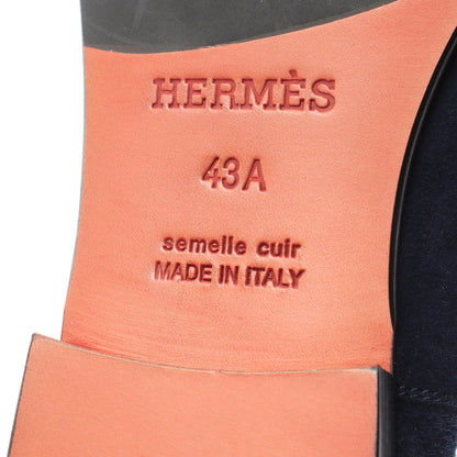 エクリプス モカシン スエード ネイビー エルメス シューズ HERMES