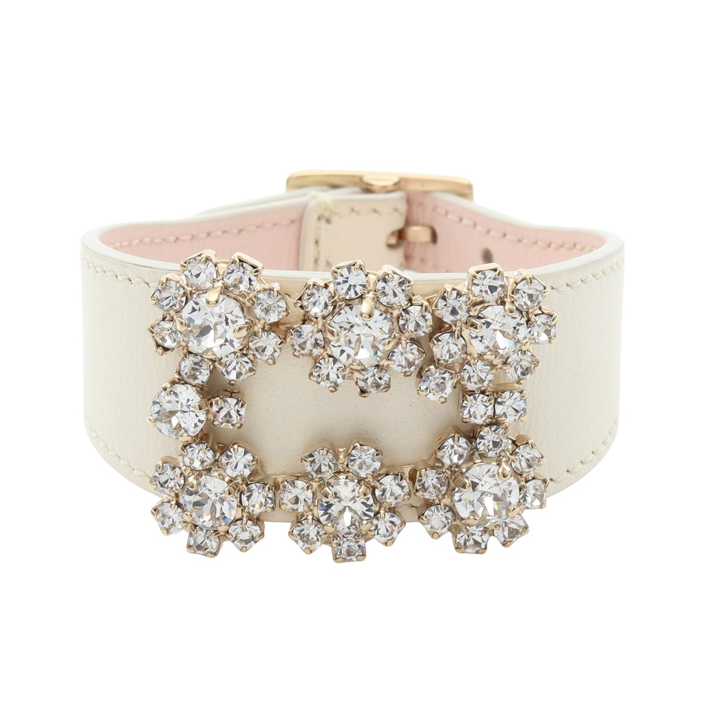 エフロレッセンス ビジュー ブレスレット レザー ラインストーン オフホワイト ロジェヴィヴィエ アクセサリー Roger Vivier