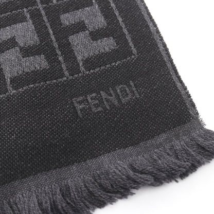 FF柄 マフラー ウール ブラック グレー フェンディ 財布・小物 FENDI
