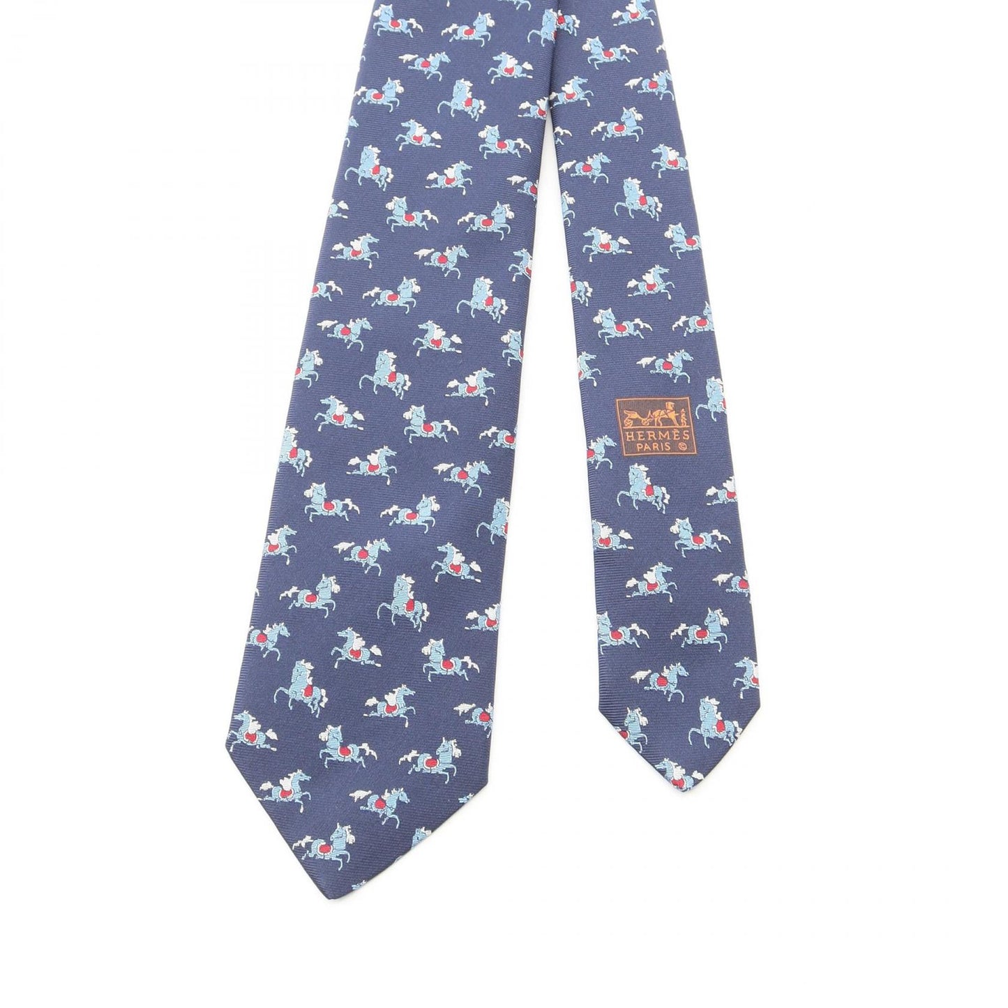 馬柄 ネクタイ シルク ネイビー マルチカラー エルメス 財布・小物 HERMES