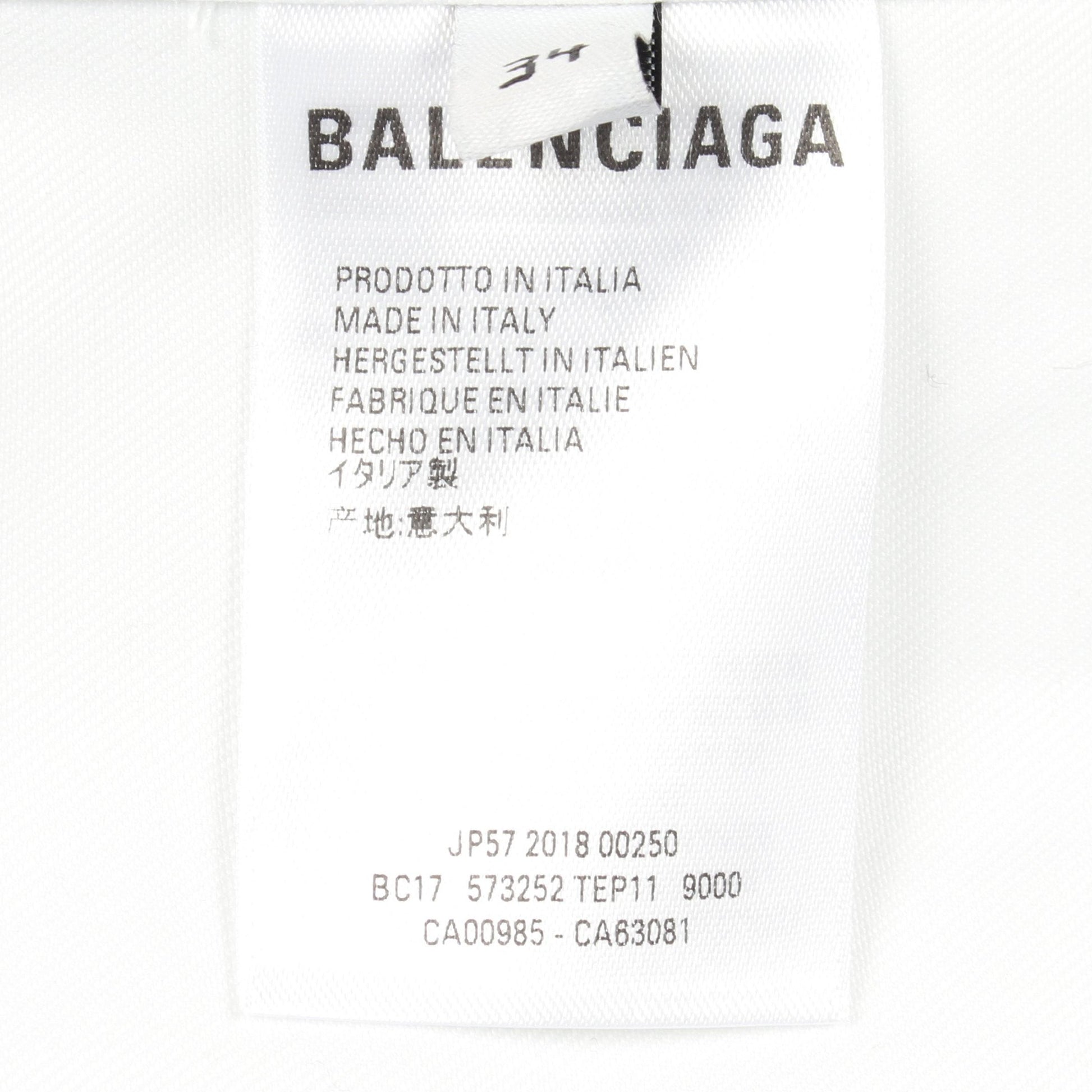 BB刺繍 長袖 シャツ コットン ホワイト バレンシアガ トップス BALENCIAGA