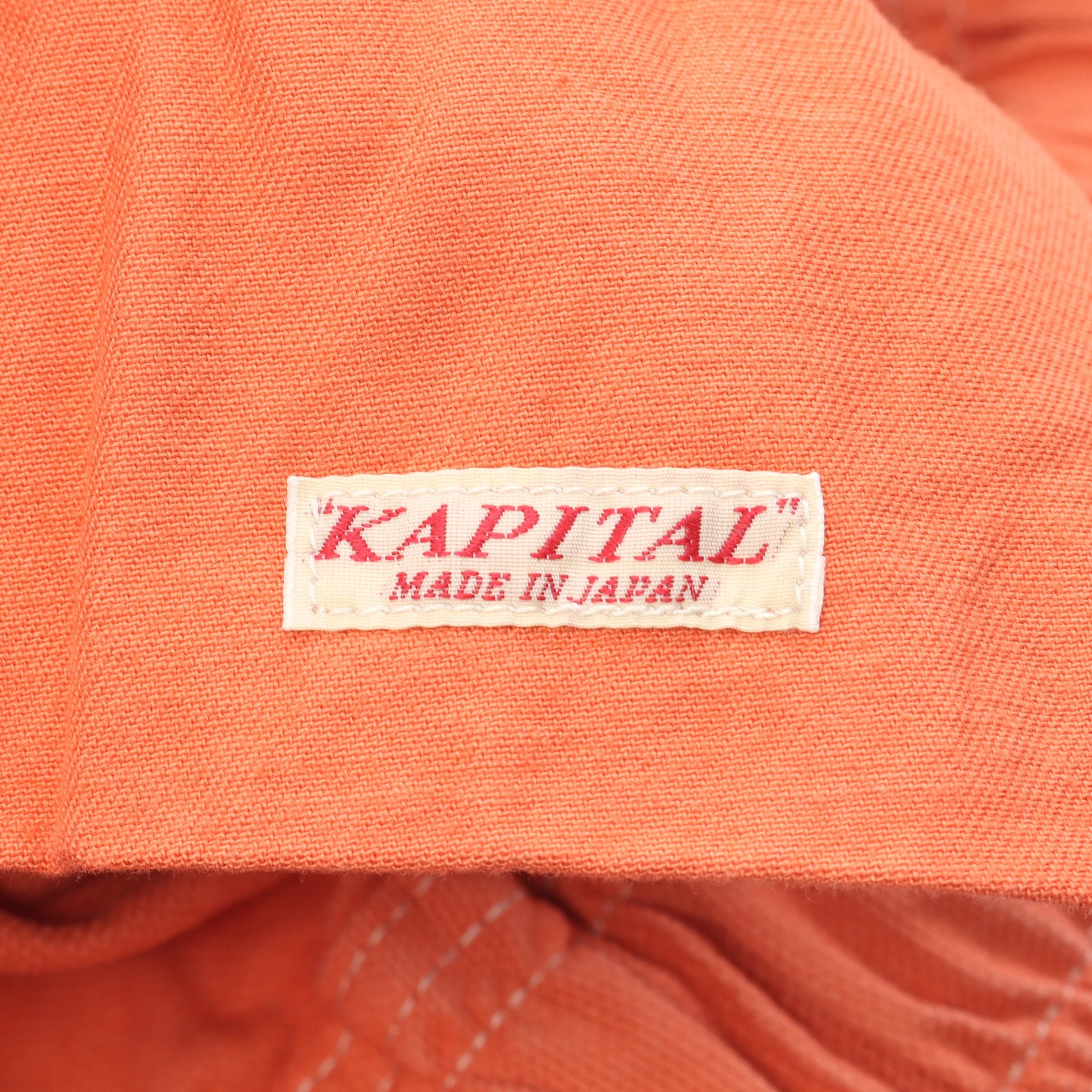 リペアマントラックパンツ ロゴプリント ワイドパンツ コットン オレンジ キャピタル ボトムス KAPITAL