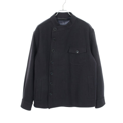 ヘリンボーン アシンメトリー ジャケット ウール ダークネイビー ジョルジオアルマーニ アウター GIORGIO ARMANI