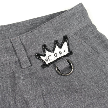 ビーズ刺繍 パンツ リネン グレー ドルチェアンドガッバーナ