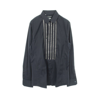 シチリアフィット レース 長袖 シャツ コットン ネイビー ドルチェアンドガッバーナ トップス DOLCE&GABBANA