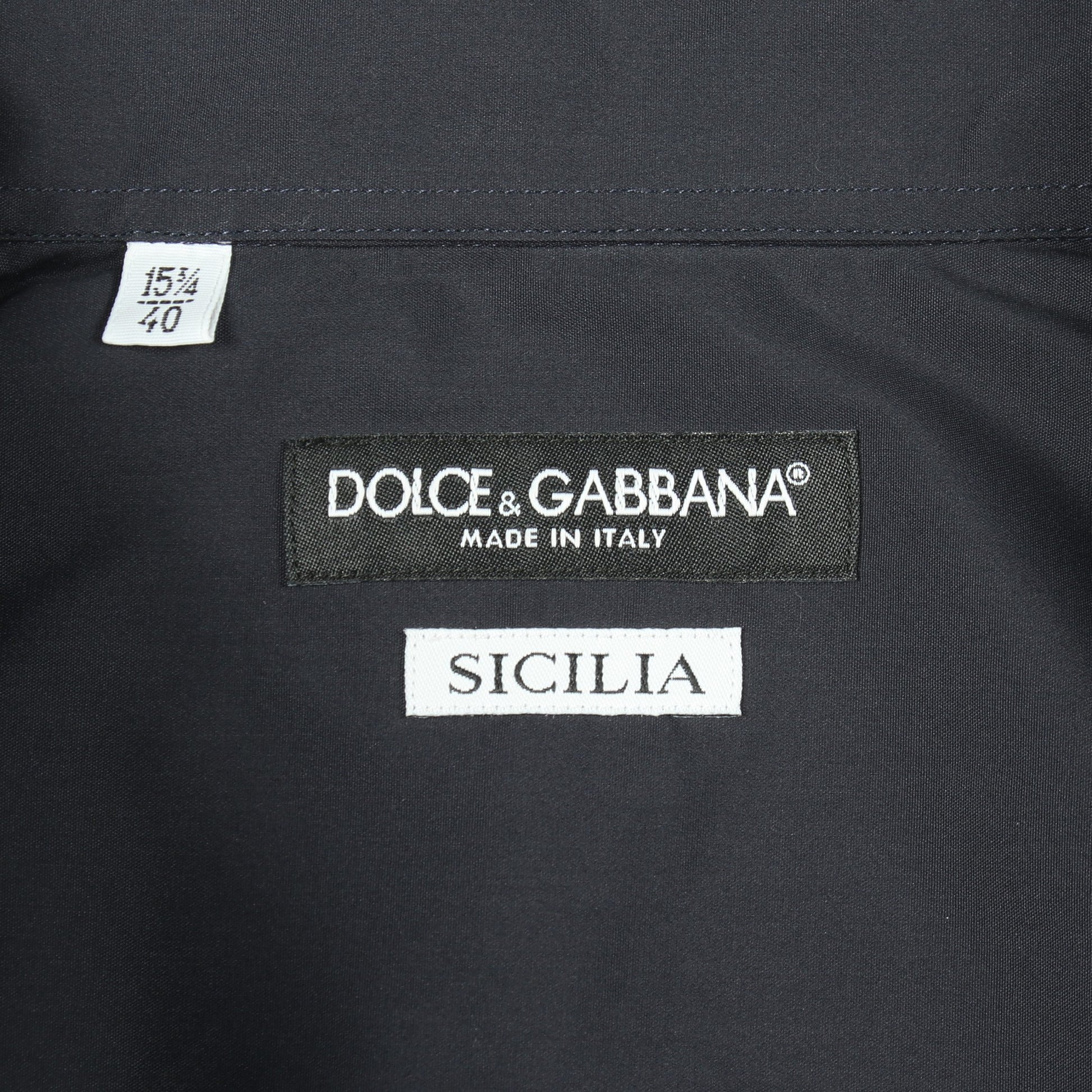 シチリアフィット レース 長袖 シャツ コットン ネイビー ドルチェアンドガッバーナ トップス DOLCE&GABBANA