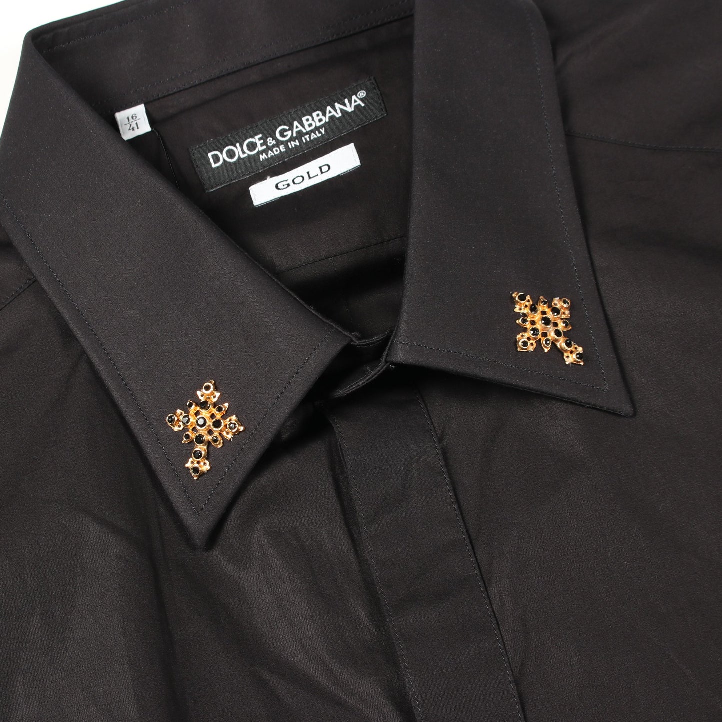 ゴールドフィット 長袖 シャツ コットン ブラック ドルチェアンドガッバーナ トップス DOLCE&GABBANA