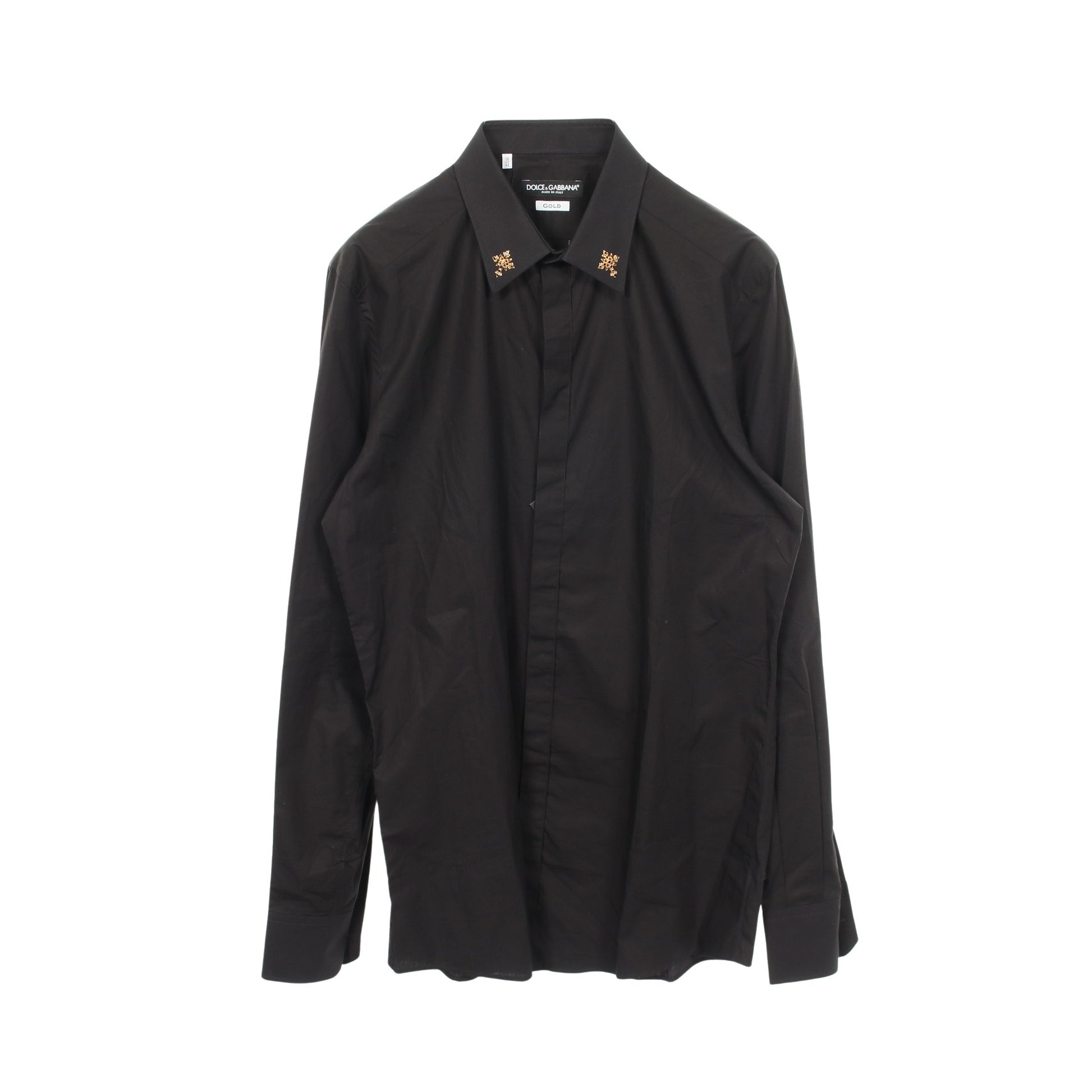 ゴールドフィット 長袖 シャツ コットン ブラック ドルチェアンドガッバーナ トップス DOLCE&GABBANA
