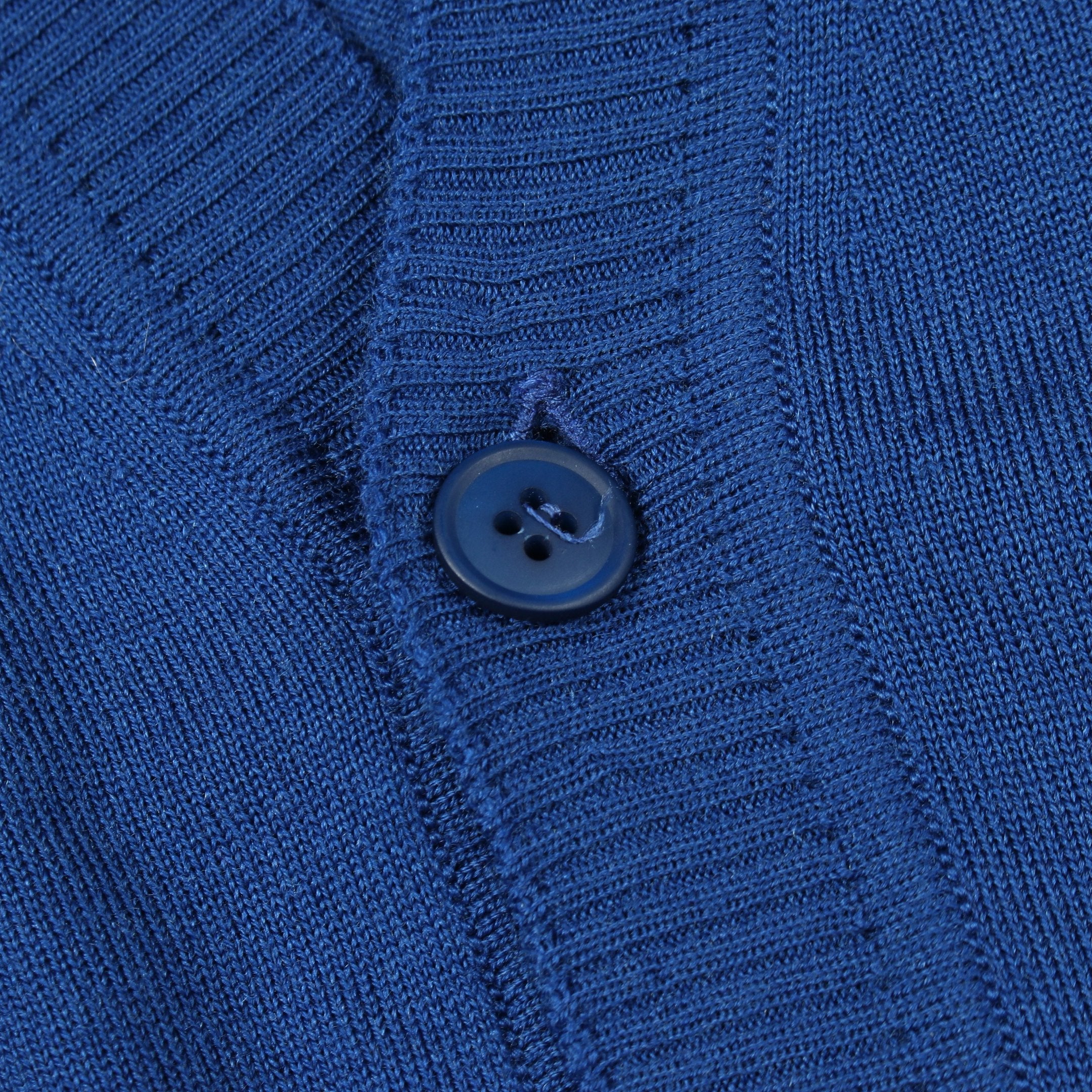 ロゴ刺繍 Vネック カーディガン ウール ブルー エンポリオアルマーニ