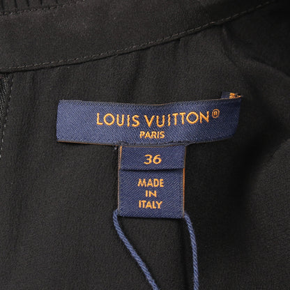 ラッフルカラードレス ワンピース ウール シルク ブラック ルイヴィトン ワンピース LOUIS VUITTON