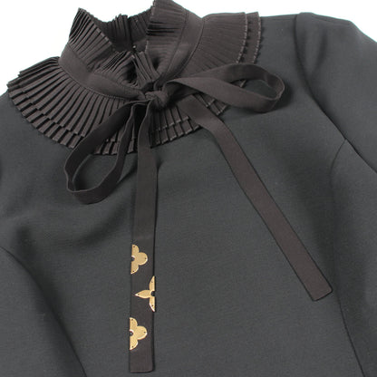 ラッフルカラードレス ワンピース ウール シルク ブラック ルイヴィトン ワンピース LOUIS VUITTON