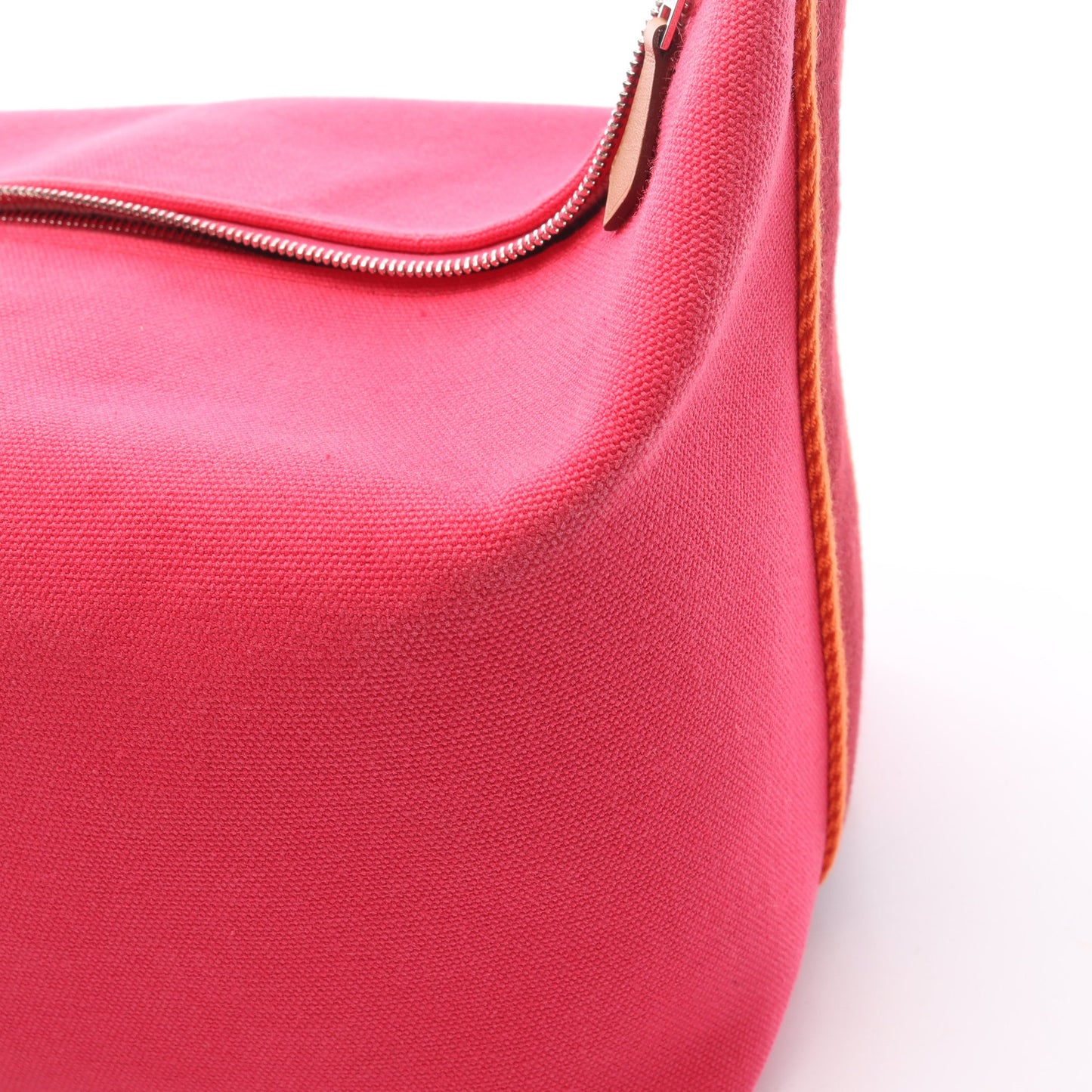 ブリッドアブラックGM ハイビスカス ハンドバッグ キャンバス ピンク ボルドー オレンジ シルバー金具 エルメス バッグ HERMES
