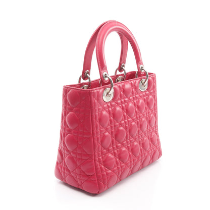 LADY DIOR レディディオール カナージュ 2WAY ハンドバッグ レザー ピンクパープル クリスチャンディオール バッグ Christian Dior