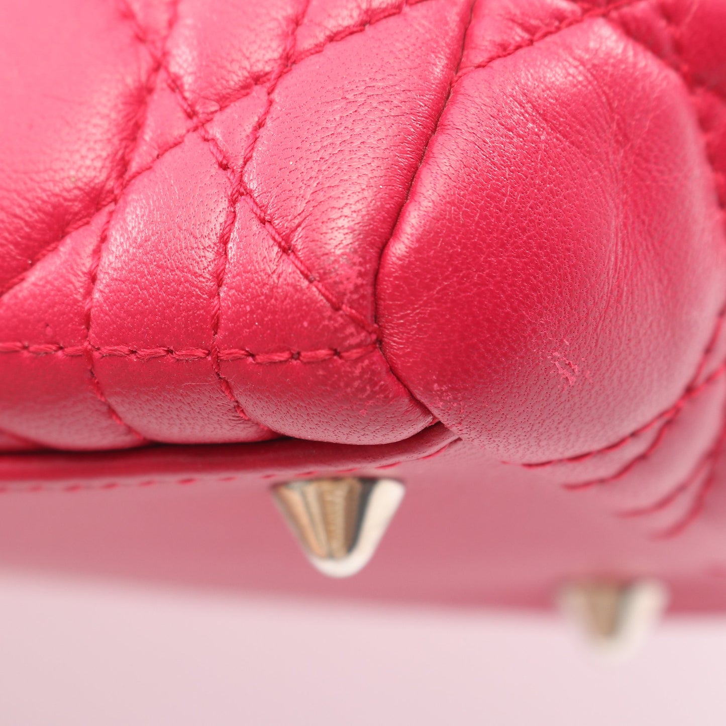 LADY DIOR レディディオール カナージュ 2WAY ハンドバッグ レザー ピンクパープル クリスチャンディオール バッグ Christian Dior