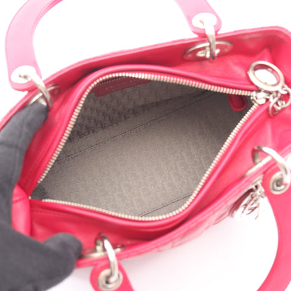 LADY DIOR レディディオール カナージュ 2WAY ハンドバッグ レザー ピンクパープル クリスチャンディオール バッグ Christian Dior
