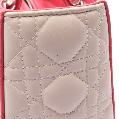 LADY DIOR レディディオール カナージュ 2WAY ハンドバッグ レザー ピンクパープル ライトグレー クリスチャンディオール バッグ Christian Dior