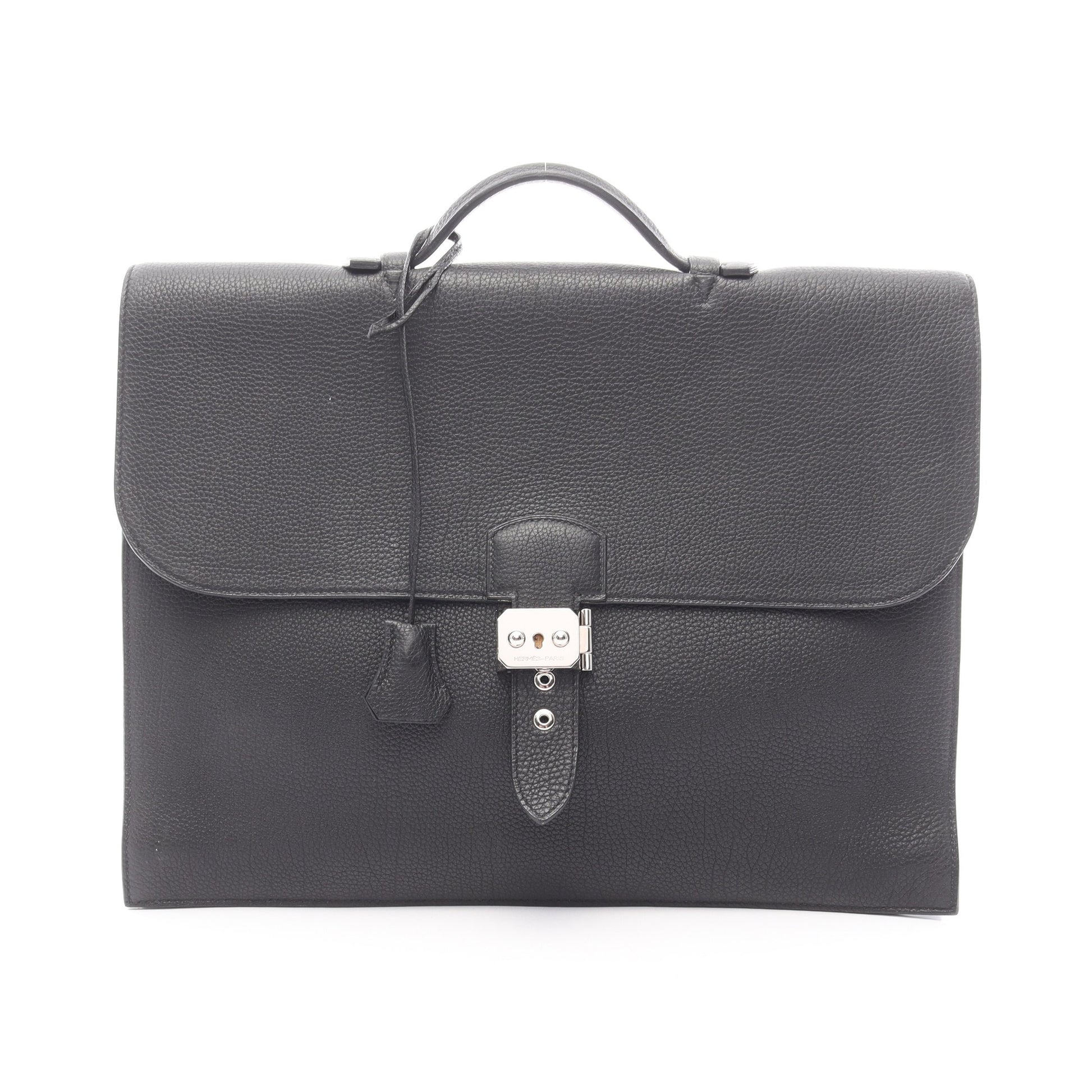 サックアデペッシュ38 ビジネスバッグ ブリーフケース トゴ ブラック シルバー金具 □K刻印 エルメス バッグ HERMES