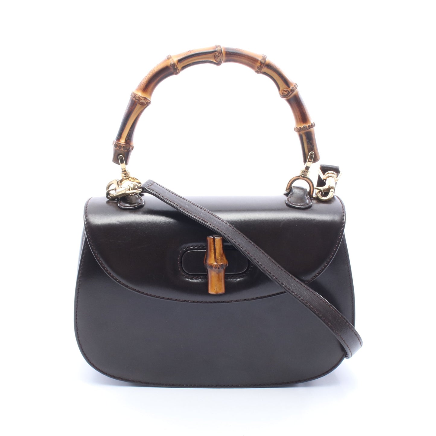 バンブー 2WAY ハンドバッグ レザー ブラック グッチ バッグ GUCCI