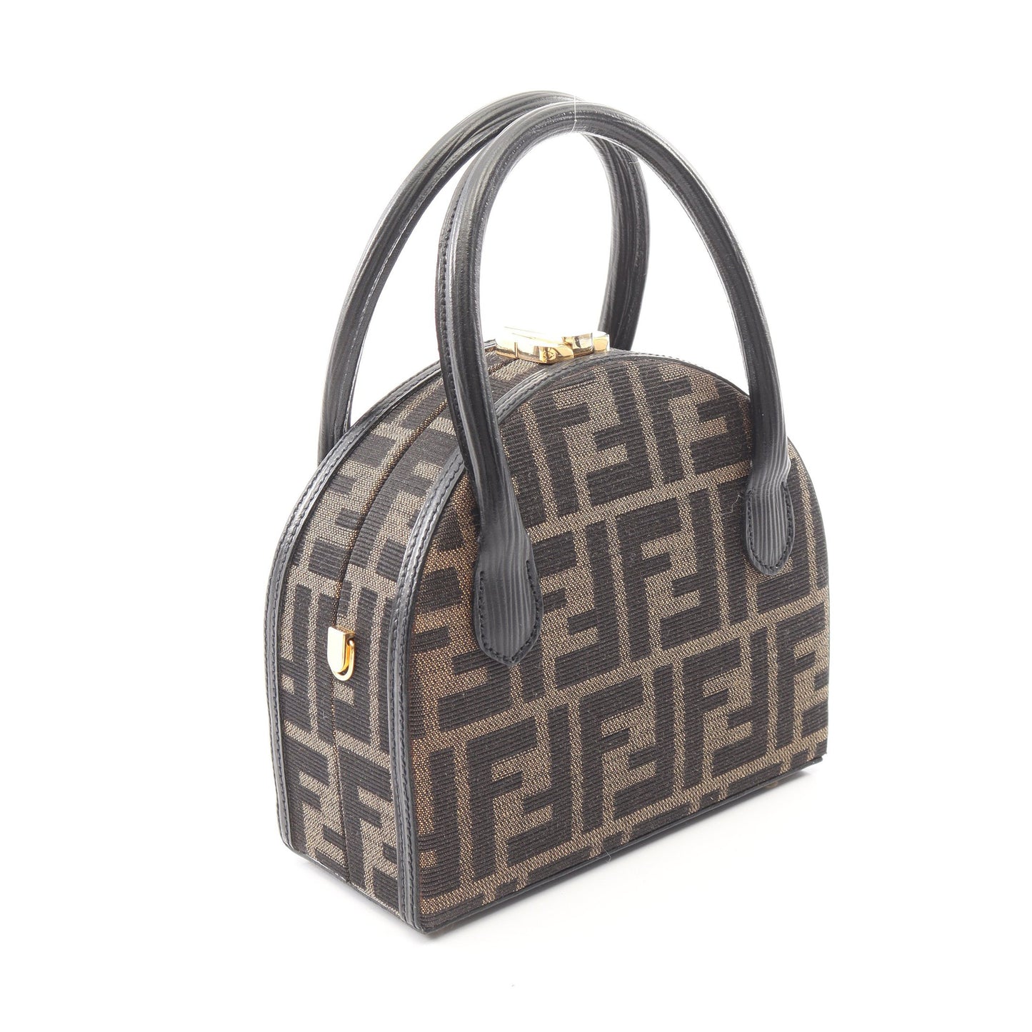 ズッカ 2WAY ハンドバッグ キャンバス レザー ブラウン ダークブラウン フェンディ バッグ FENDI