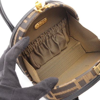 ズッカ 2WAY ハンドバッグ キャンバス レザー ブラウン ダークブラウン フェンディ バッグ FENDI