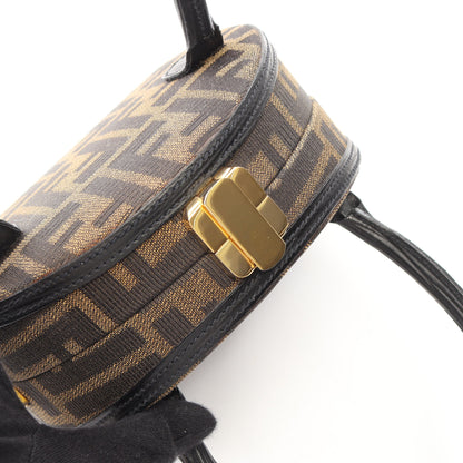 ズッカ 2WAY ハンドバッグ キャンバス レザー ブラウン ダークブラウン フェンディ バッグ FENDI