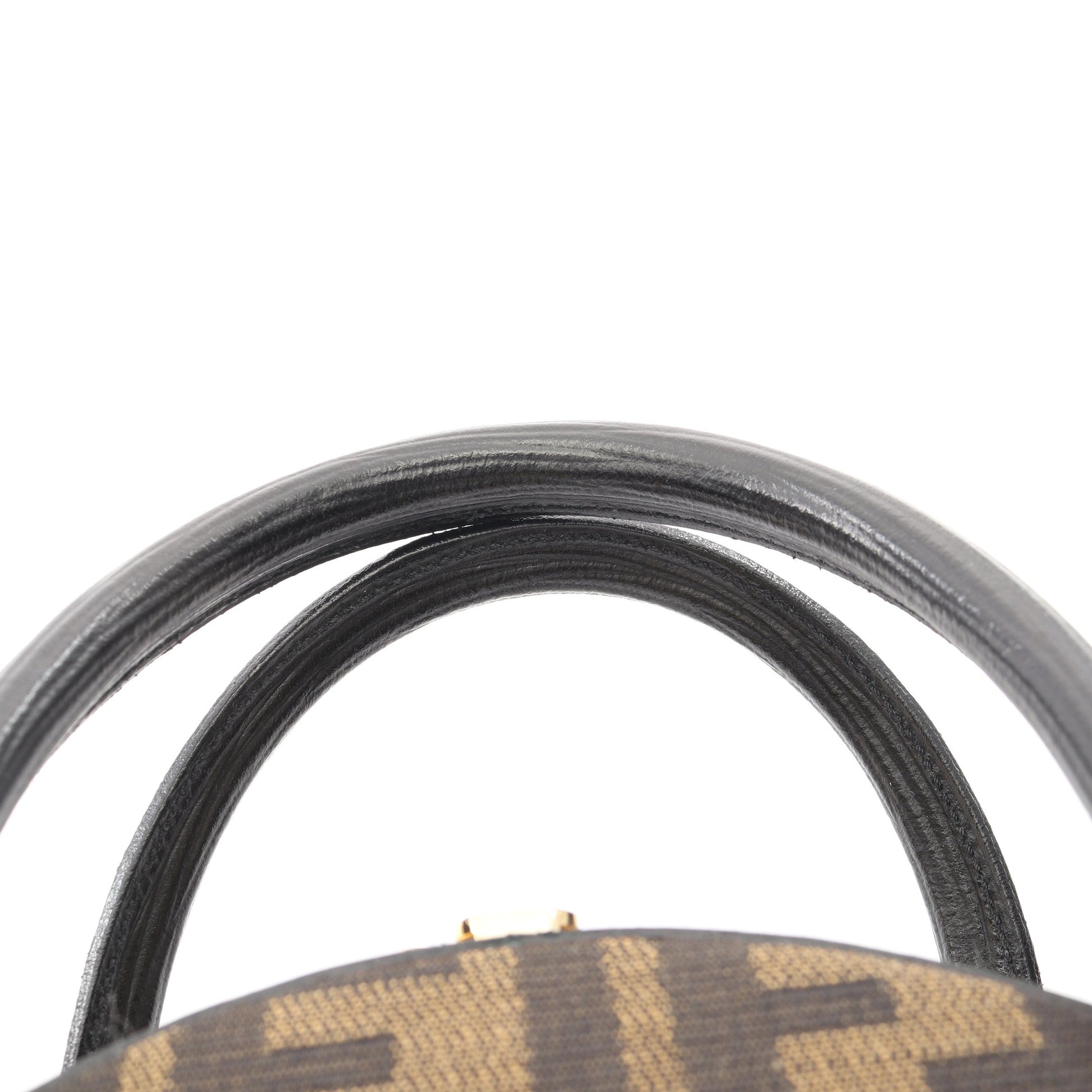 ズッカ 2WAY ハンドバッグ キャンバス レザー ブラウン ダークブラウン フェンディ バッグ FENDI