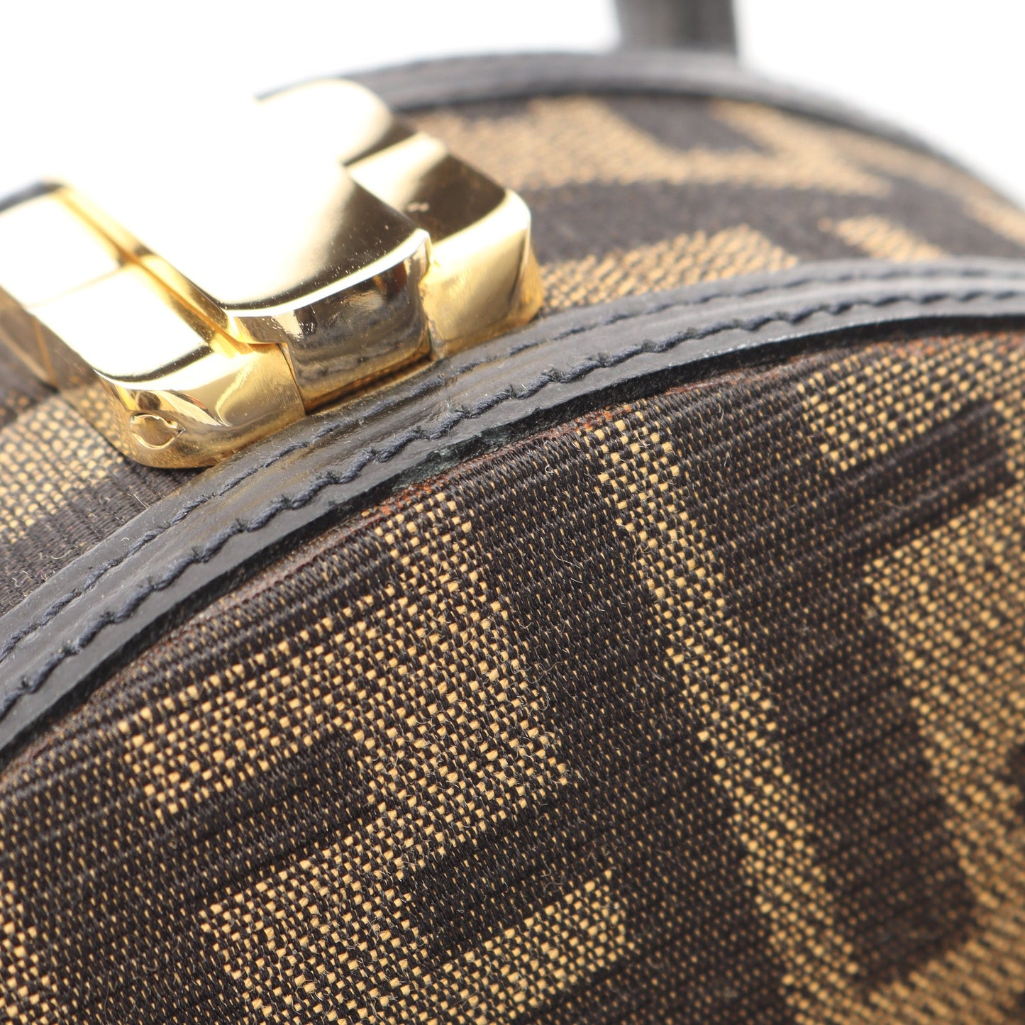 ズッカ 2WAY ハンドバッグ キャンバス レザー ブラウン ダークブラウン フェンディ バッグ FENDI