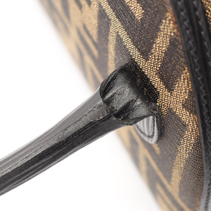 ズッカ 2WAY ハンドバッグ キャンバス レザー ブラウン ダークブラウン フェンディ バッグ FENDI