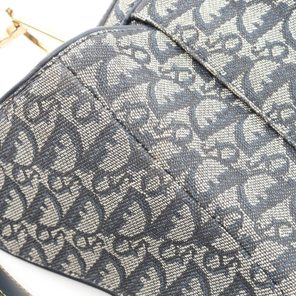 ダブルサドルバッグ トロッター ハンドバッグ キャンバス レザー アイボリー ネイビー クリスチャンディオール バッグ Christian Dior