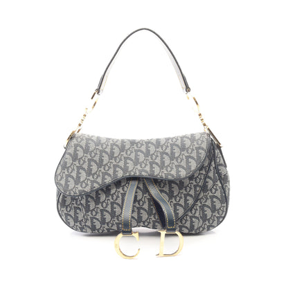 ダブルサドルバッグ トロッター ハンドバッグ キャンバス レザー アイボリー ネイビー クリスチャンディオール バッグ Christian Dior