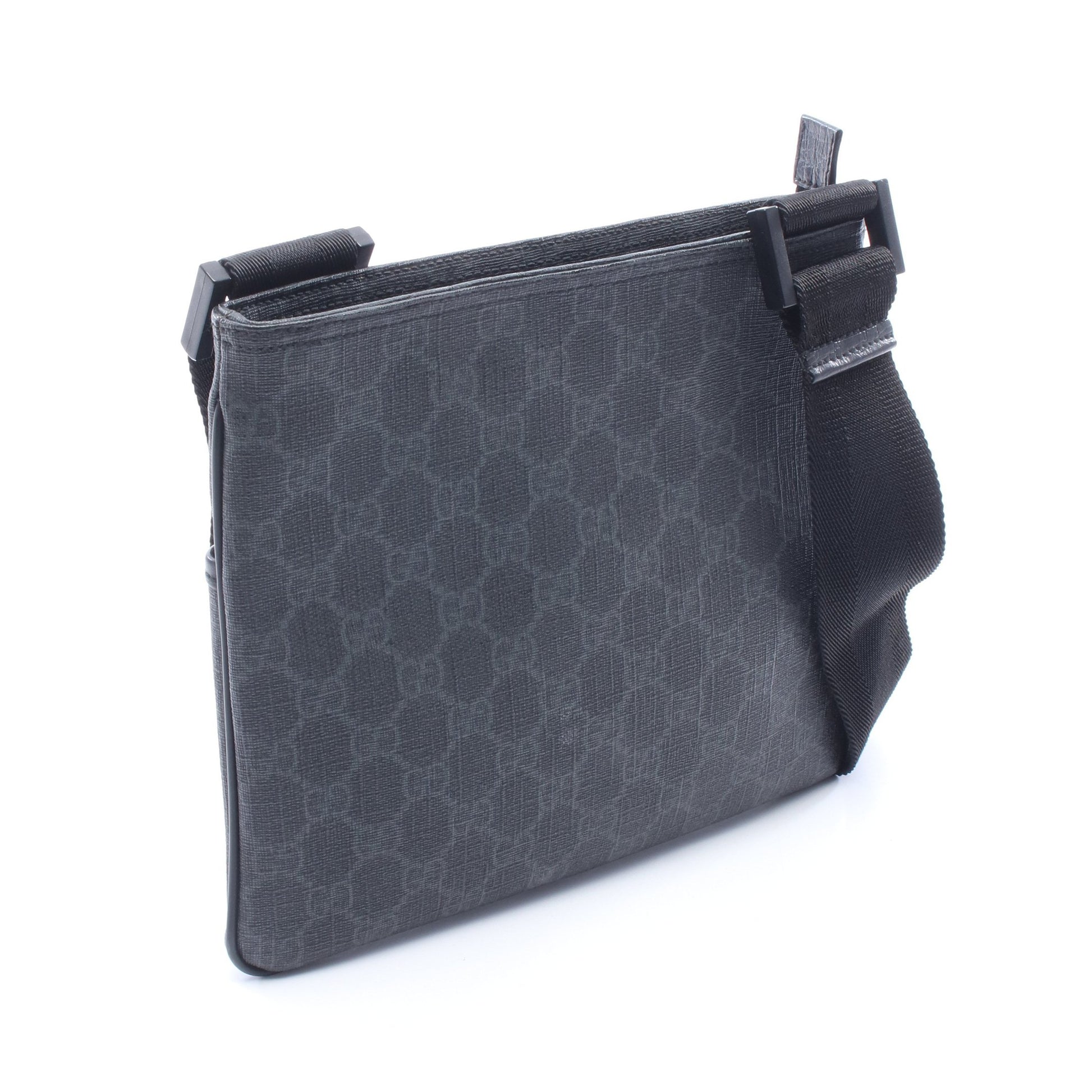 GGスプリーム ショルダーバッグ PVC レザー ブラック グレー グッチ バッグ GUCCI