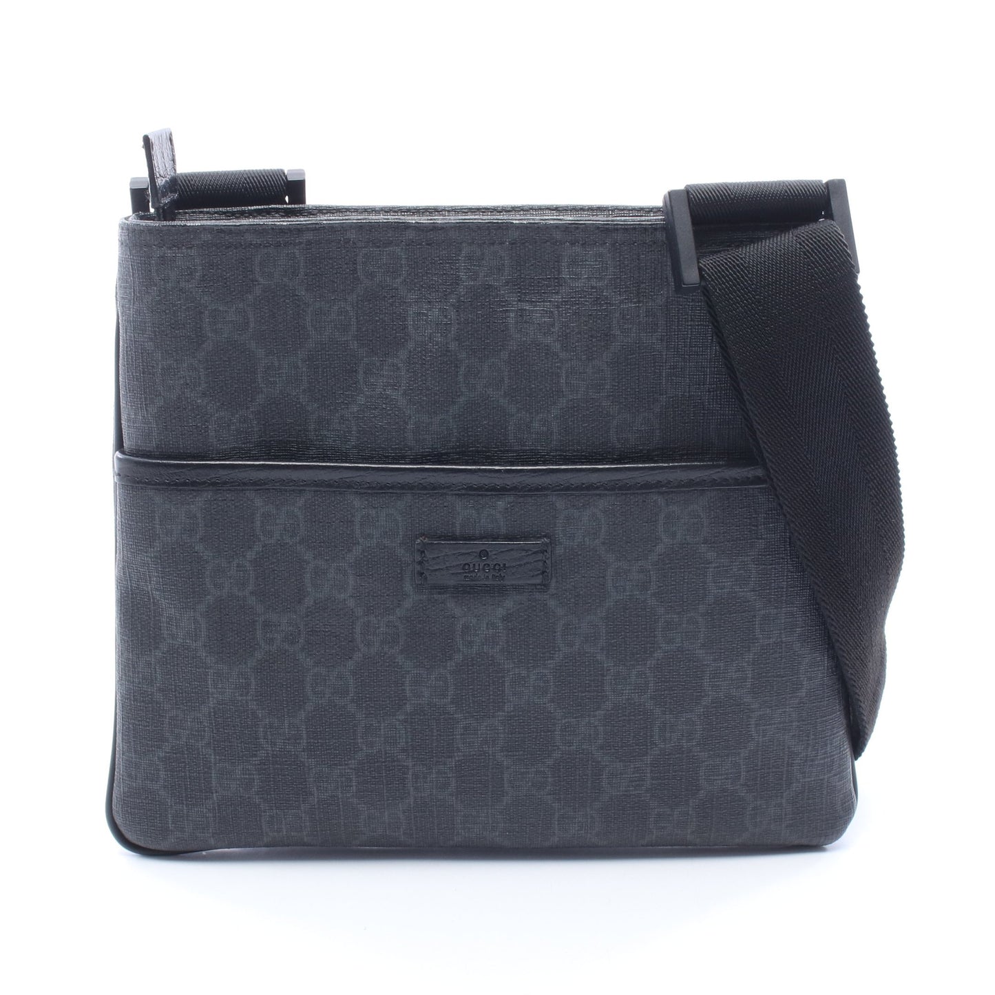 GGスプリーム ショルダーバッグ PVC レザー ブラック グレー グッチ バッグ GUCCI