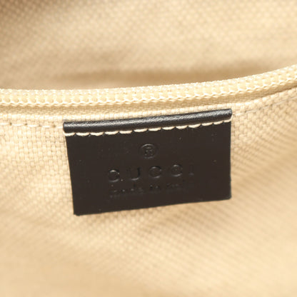 Gキャンバス シェリーライン ショルダーバッグ キャンバス レザー ブラック グッチ バッグ GUCCI