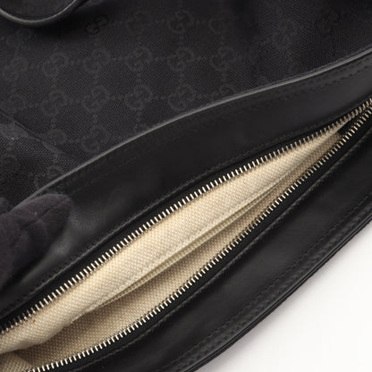 Gキャンバス シェリーライン ショルダーバッグ キャンバス レザー ブラック グッチ バッグ GUCCI