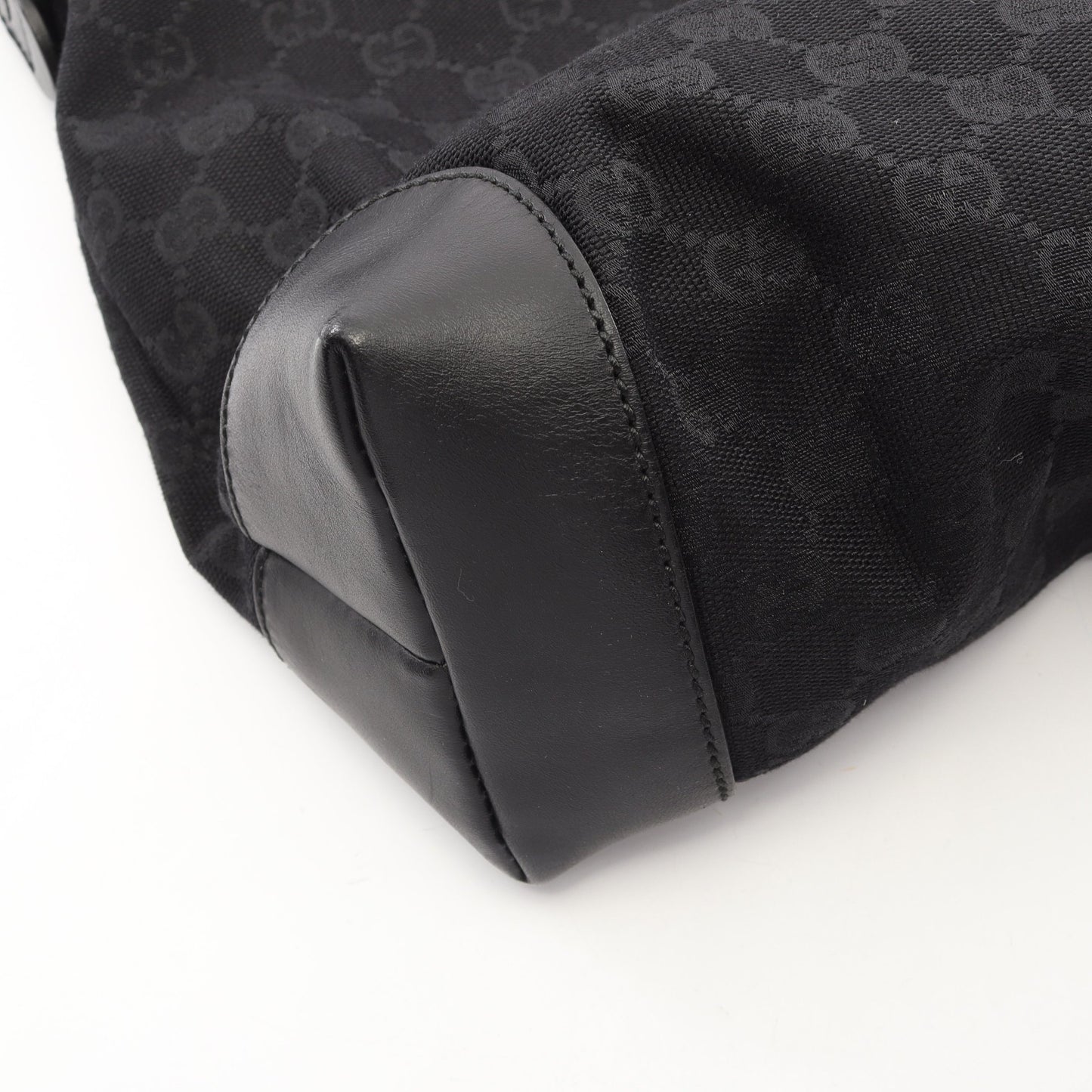 Gキャンバス シェリーライン ショルダーバッグ キャンバス レザー ブラック グッチ バッグ GUCCI