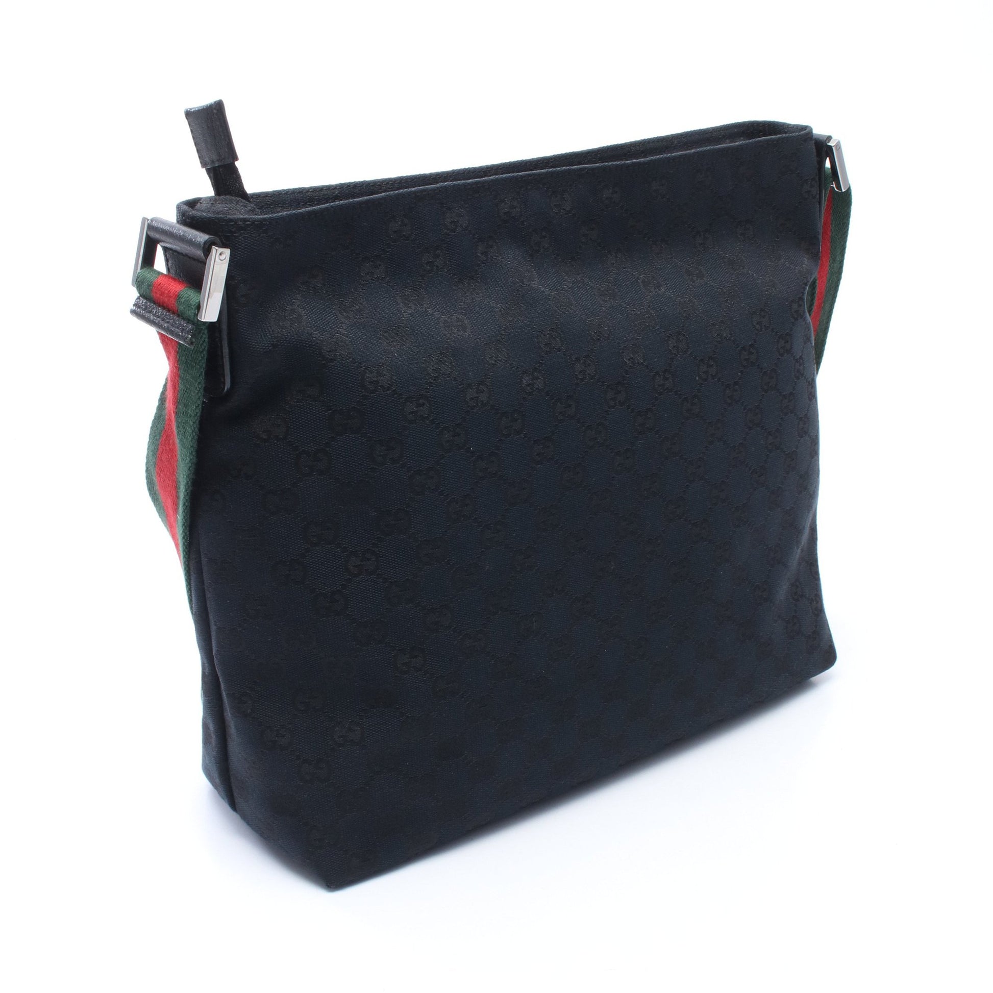 GGキャンバス シェリーライン ショルダーバッグ キャンバス レザー ダークネイビー ブラック グッチ バッグ GUCCI