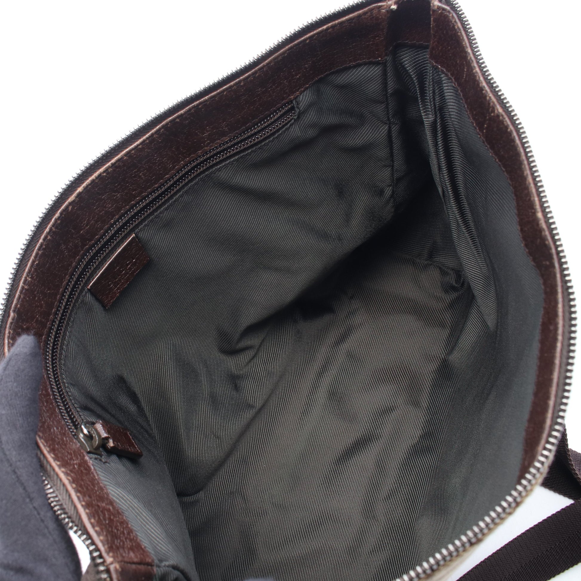 GGキャンバス ショルダーバッグ キャンバス レザー ベージュ ブラウン ダークブラウン グッチ バッグ GUCCI