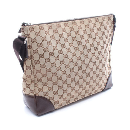 GGキャンバス ショルダーバッグ キャンバス レザー ベージュ ブラウン ダークブラウン グッチ バッグ GUCCI
