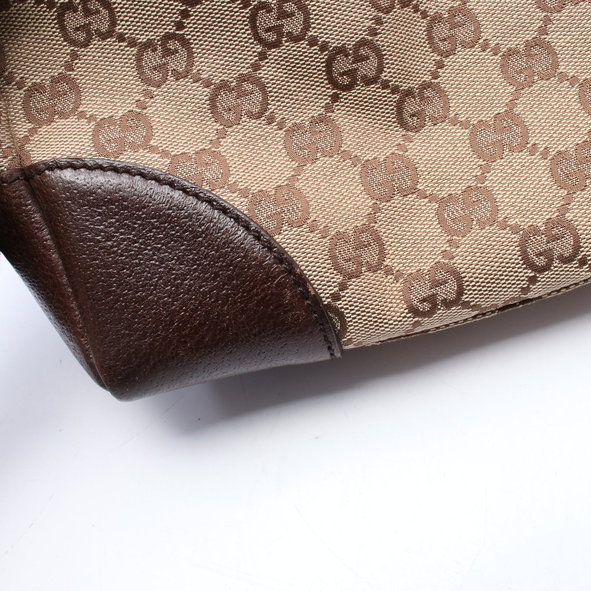 GGキャンバス ショルダーバッグ キャンバス レザー ベージュ ブラウン ダークブラウン グッチ バッグ GUCCI