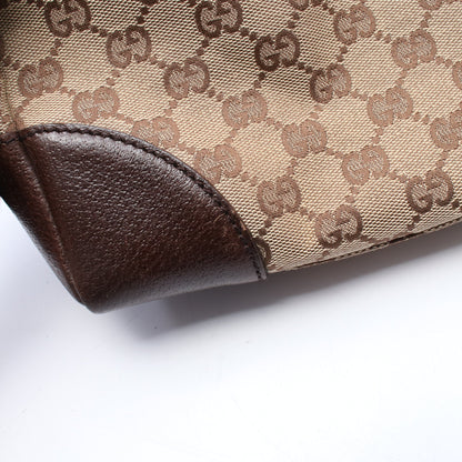 GGキャンバス ショルダーバッグ キャンバス レザー ベージュ ブラウン ダークブラウン グッチ バッグ GUCCI