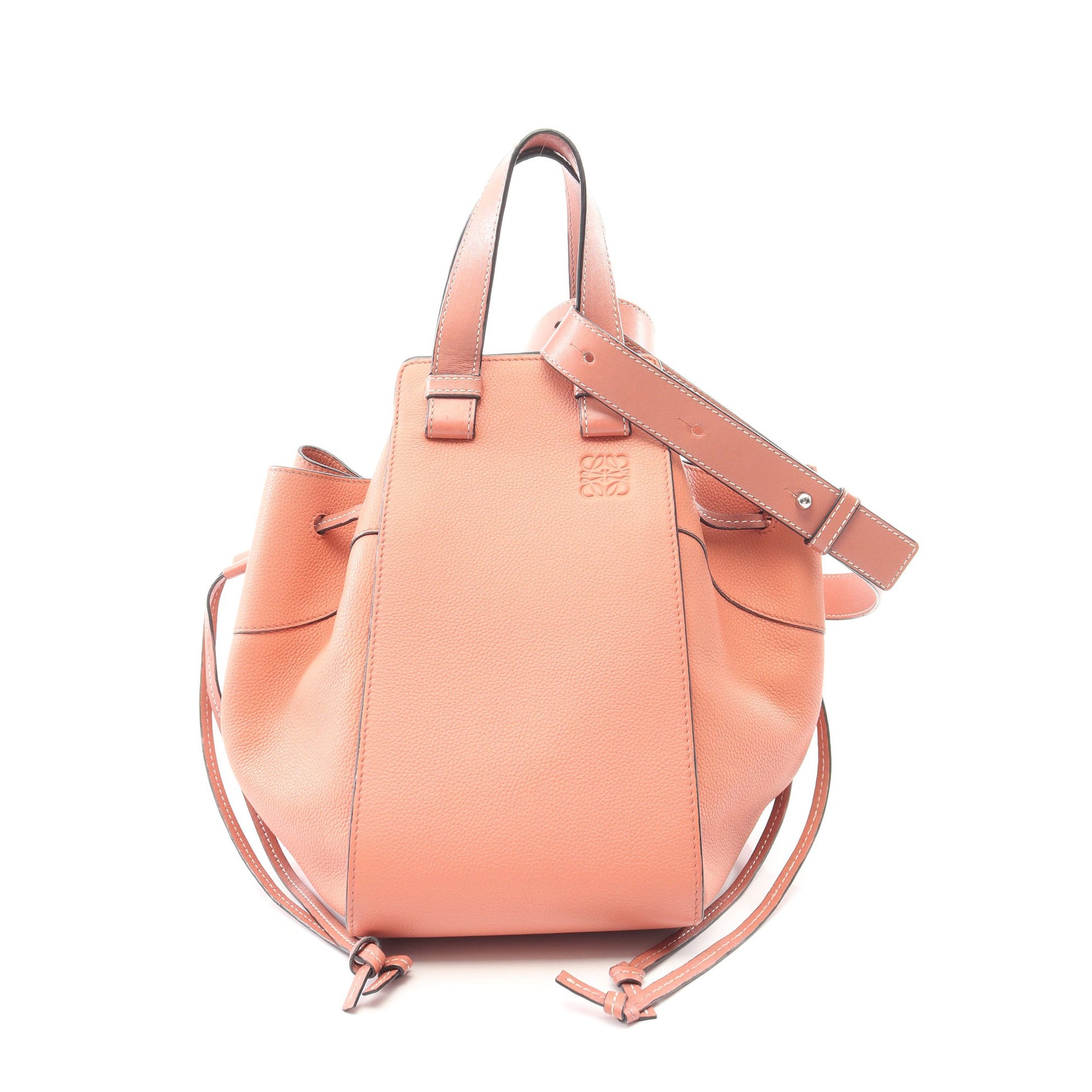 ハンモック ドローストリングバッグ ミディアム 2WAY ハンドバッグ レザー コーラルオレンジ ロエベ バッグ LOEWE